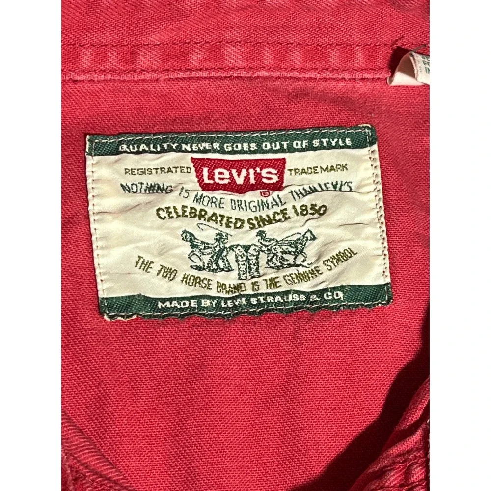 Vintage 90s Levis Modern Authentics Red Western Pearl Snap Retro Shirt Cotton
